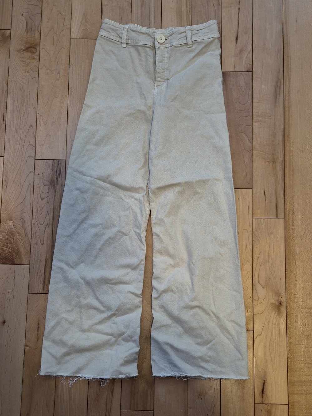 Girls Size 13/14 Zara Wide-Leg Chinos in Off-White
